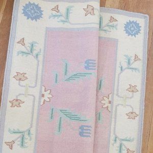 **SOLD** Botanical Art Deco Flat-Woven Rug
